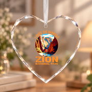 Zion Narrows Hiking Adventure Souvenir Ceramic Ornament - Material: Heart Glass Ornament