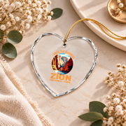Zion Narrows Hiking Adventure Souvenir Ceramic Ornament - Material: Heart Glass Ornament