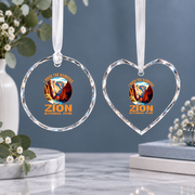 Zion Narrows Hiking Adventure Souvenir Ceramic Ornament - Material: Heart Glass Ornament